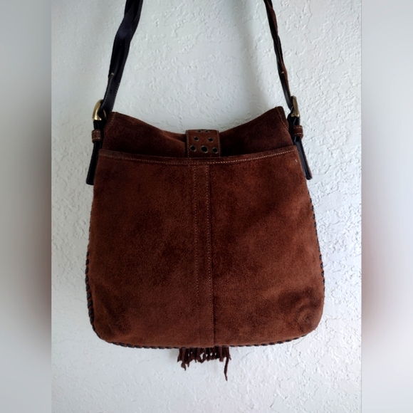 COACH Vintage Rare Brown Suede Fringe Saddlebag Crossbody Nwot 5484 Limited Edit - Picture 10 of 16